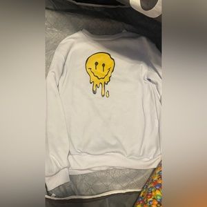 preppy drip smiley face crew neck